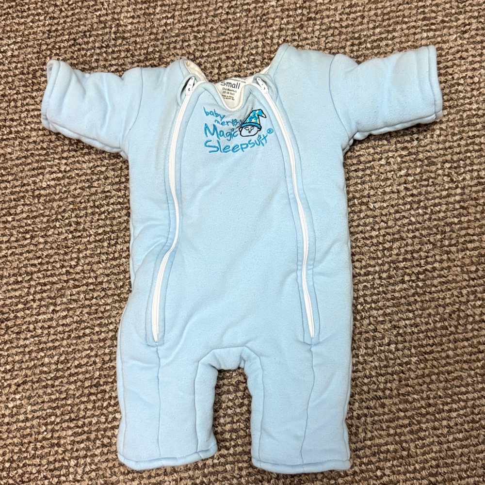 Baby Merlin Small 3 to 6 Months Blue Cotton Magic Sleep Suit One Piece
